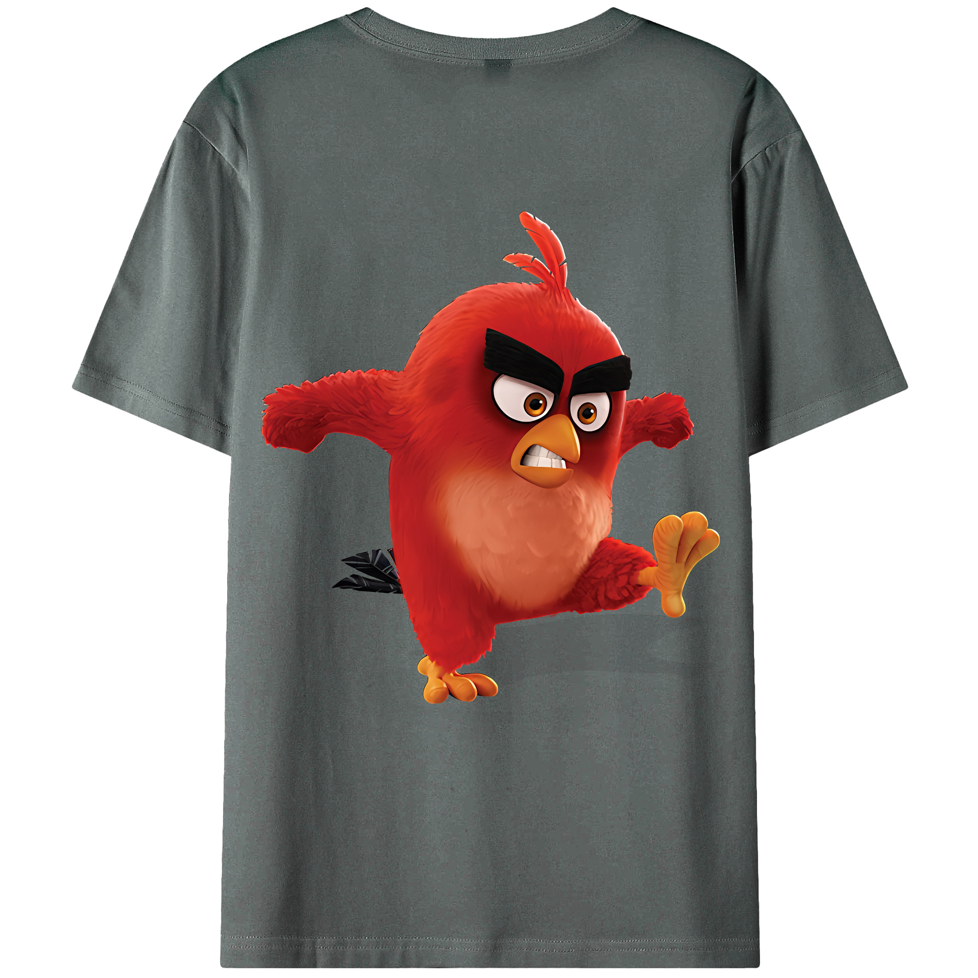 （画像用） Angry Birds アングリーバード 綿100％ メンズ半袖Tシャツ（バックプリント） 通気性